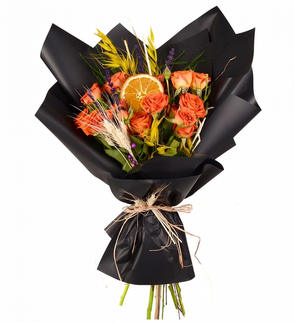 Renkli Turuncu Gül Buketi